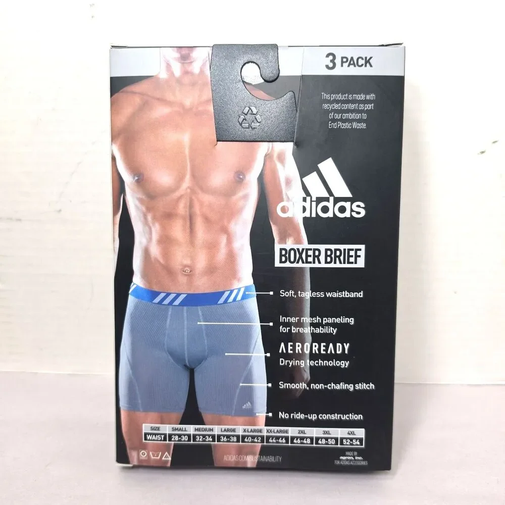 Adidas Performance Mesh Boxer Brief Men's XXL 3 Pack Underwear Breathable Sport